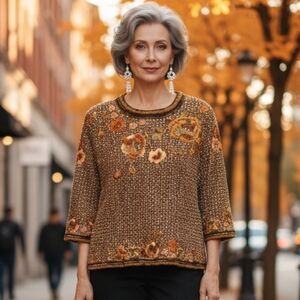 Vintage James Benjamin Silk Beaded Zip Top Made In India 20 Inch  By 21 Inch